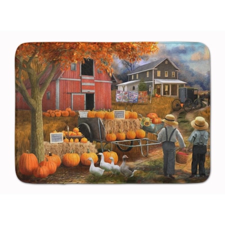 Carolines Treasures 19 x 27 in. Fall Amish Pumpkin Stand Machine Washable Memory Foam Mat PTW2075RUG